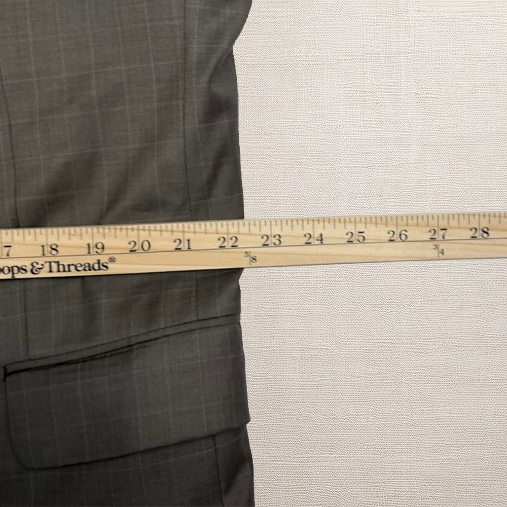 Jos A Bank Blazer Window Pane 46R Wool Purple Lining Professional Classic Preppy - Picture 9 of 11